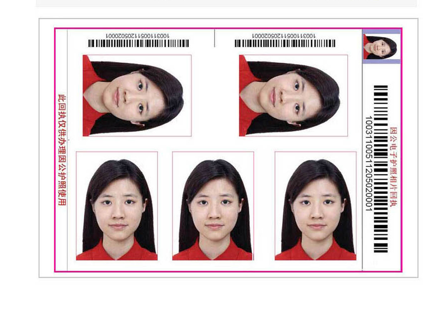 因公护照数字照片回执